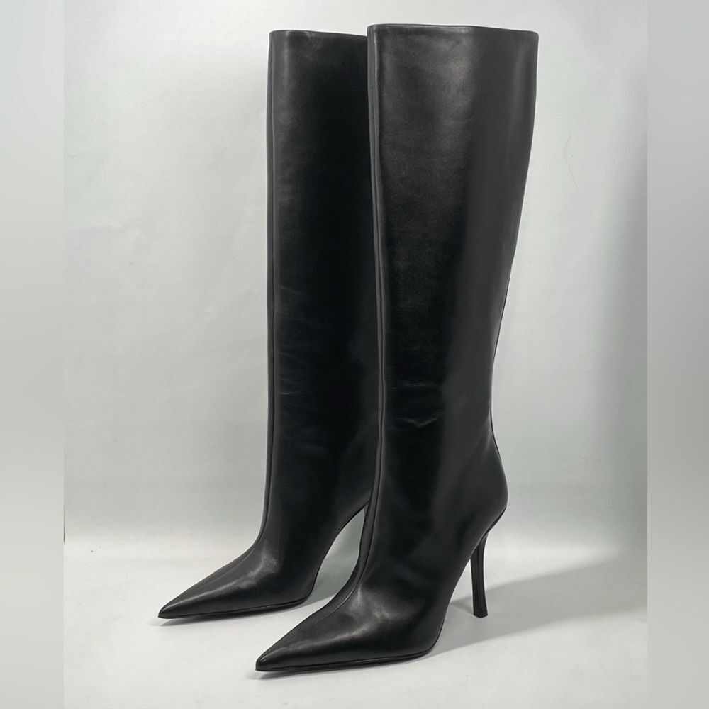 Alexander Wang Delphine brand-embossed leather heeled knee-high boots size 38.5 - Picture 4 of 15